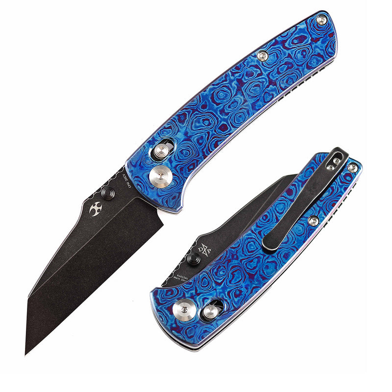 KANSEPT Main Street Thumb Studs/Crossbar Lock Knife  Timascus Handle (3.36''CPM 20CV Blade) Dirk Pinkerton Design-K1015M1