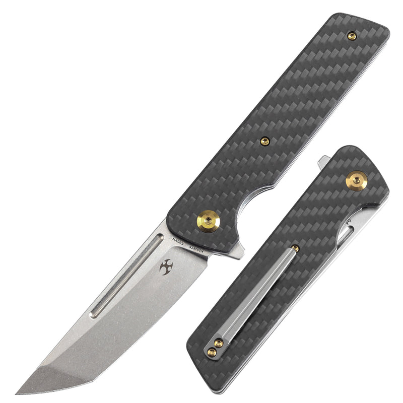 KANSEPT Anomaly Flipper Knife Carbon Fiber +G10 Handle (3.14''CPM S35VN Blade) Dirk Pinkerton-K2038T6