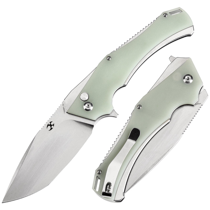 KANSEPT Hellx Button Lock Jade G10 Handle (3.6''D2 Blade ) Mikkel Willumsen Design - T1008F5