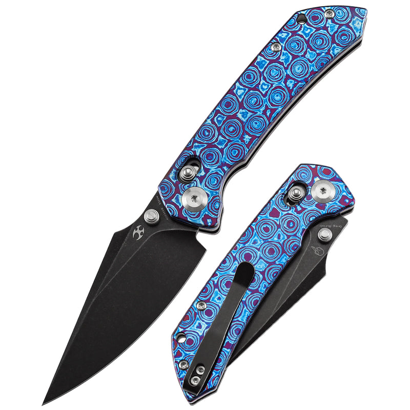 KANSEPT Fenrir Crossbar Lock Knife Timascus Handle (3.48'' CPM S35VN Blade) Greg Schob Design - K1034V6