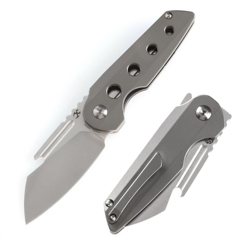 KANSEPT Rafe Flipper Knife Bead Blasted Titanium Handle (2.6''  CPM-S35VN Blade) 4T5 Design-K2048A1