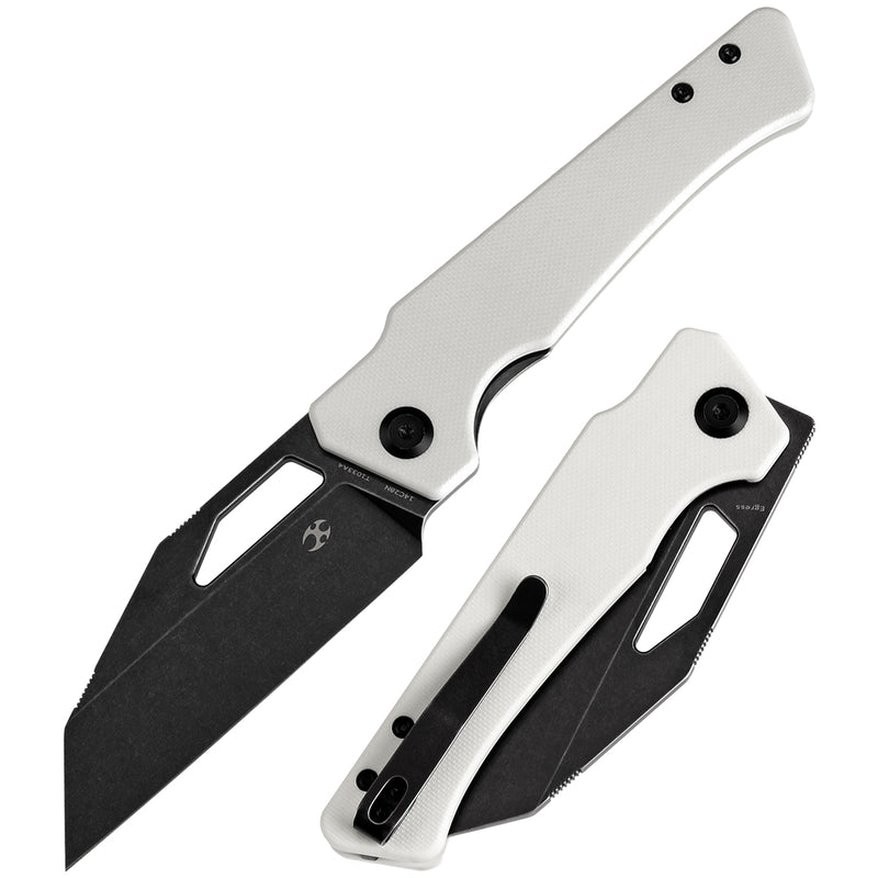 KANSEPT Egress T1033A4 Black Stonewashed 14C28N White G10 Handle with Nitch Designs Design