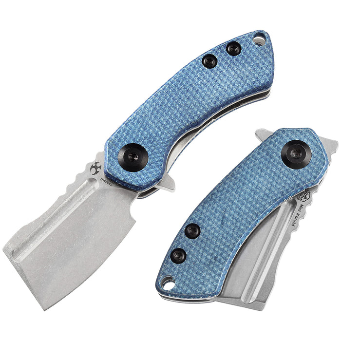KANSEPT Mini Korvid  Flipper Knife Blue Micata Handle (1.45'' 154CM Blade) Koch Tools Design-T3030M1