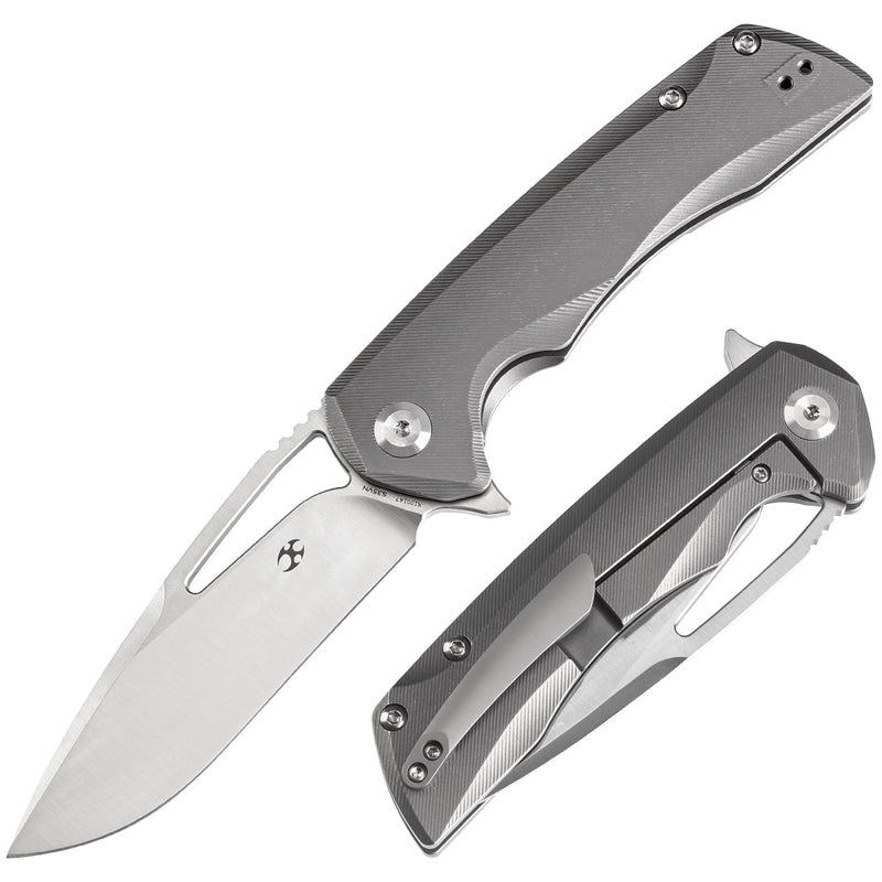 KANSEPT KRYO Thumb Hole Micro Milling Titanium Handle (3.58" CPM S35VN Blade) Kim Ning Design-K1001A7