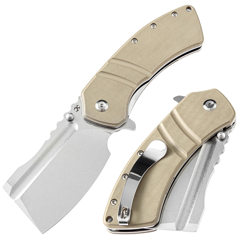 KANSEPT XL Korvid Thumb Studs/ Flipper Light Sand G10 Handle(3.55'' 154CM Blade)Koch Tools Design-T1030A5