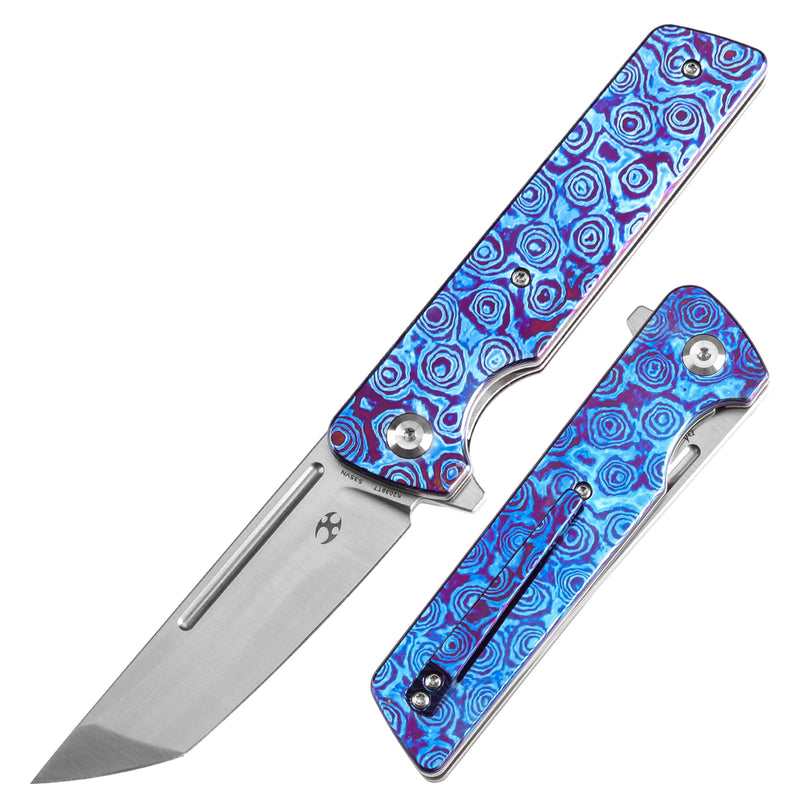 KANSEPT Anomaly Flipper Knife Timascus Handle with Timascus Clip(3.14''CPM-S35VN Blade) Dirk Pinkerton-K2038T7