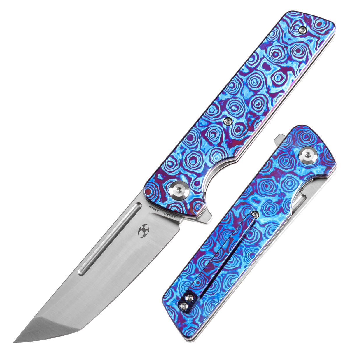 KANSEPT Anomaly Flipper Knife Timascus Handle with Timascus Clip