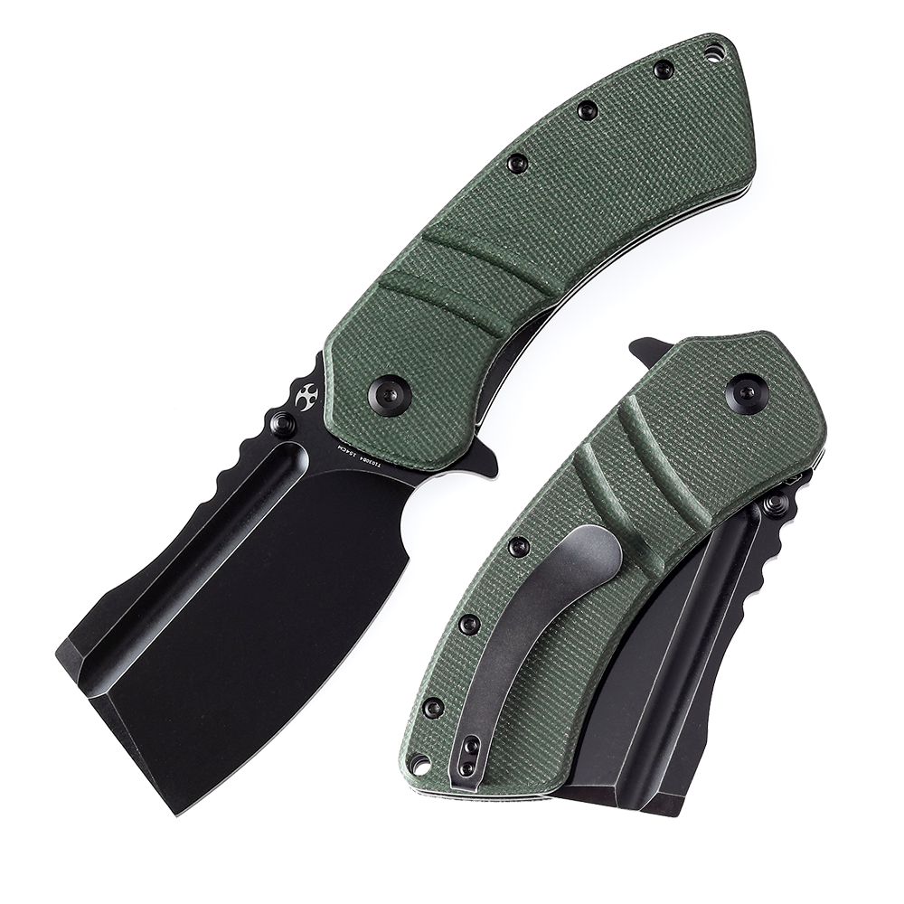 KANSEPT XL Korvid Black Stonewashed 154CM Blade Green Micarta