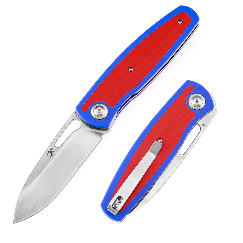 KANSEPT Mato K1050A1 Satin CPM-S35VN Blade Blue and Red G10 Handle with Villella Knives Design
