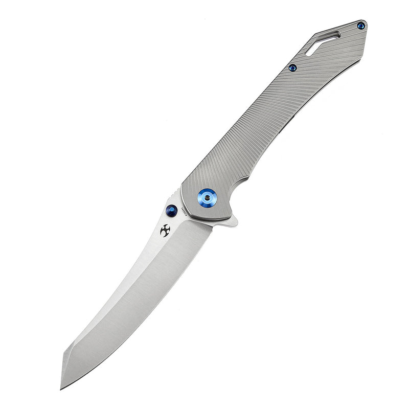 KANSEPT Colibri Tech Flipper/Thumb Hole Knife Plain Titanium Handle (4.34'' CPM-S35VN Blade) Kmaxrom Design -K1060A1