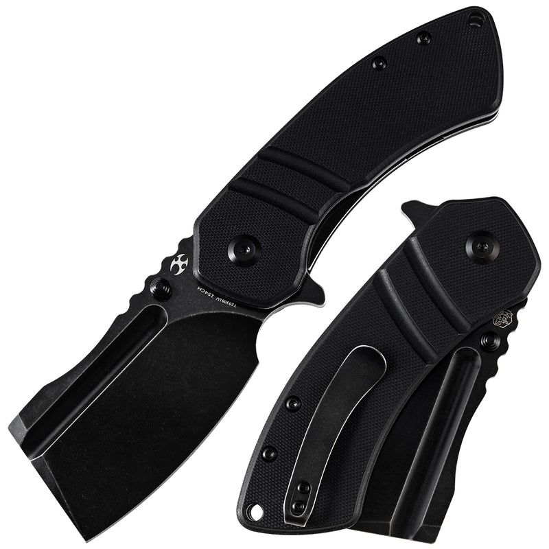 KANSEPT M+ Korvid Thumb Studs/Flipper Knife Black G10 Handle (3.07'‘ 154CM Blade ) Koch Tools Design-T2030B1U