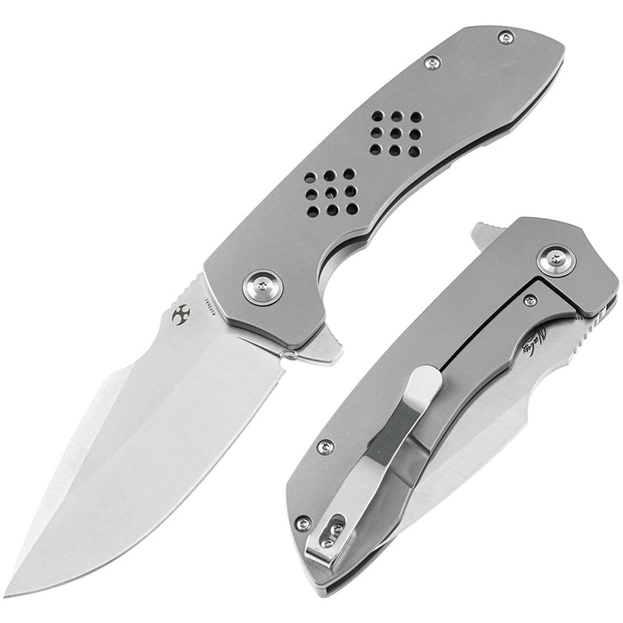 Entity K1036A1 Satin CPM-S35VN Blade Bead Blasted Titanium Handle with Nalu Knives design