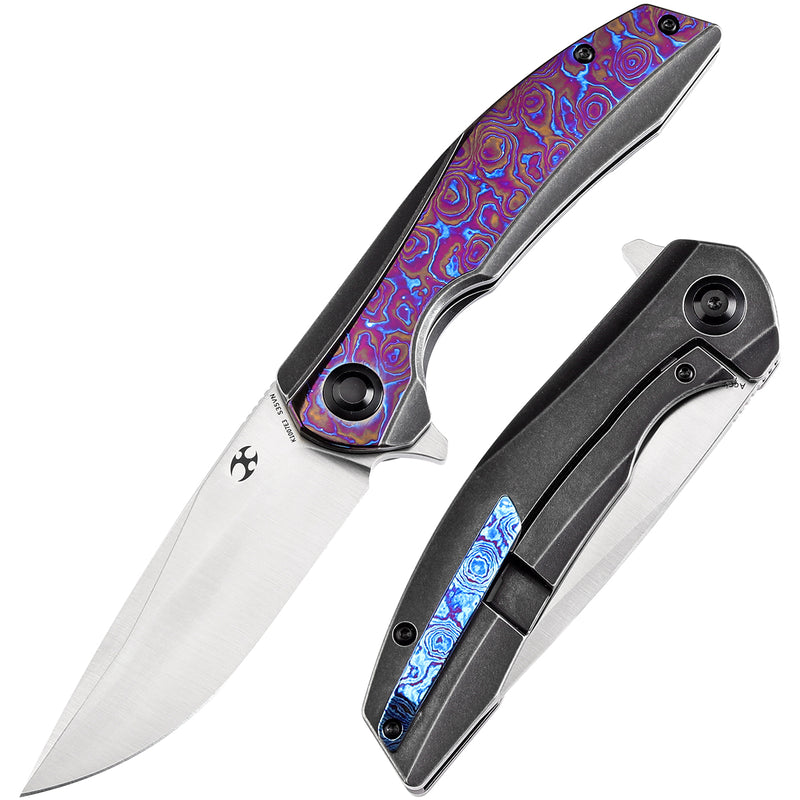 KANSEPT Accipiter Black Anodized Titanium and Timascus Handle (3.50" CPM S35VN Blade) Kim Ning Design-K1007E3