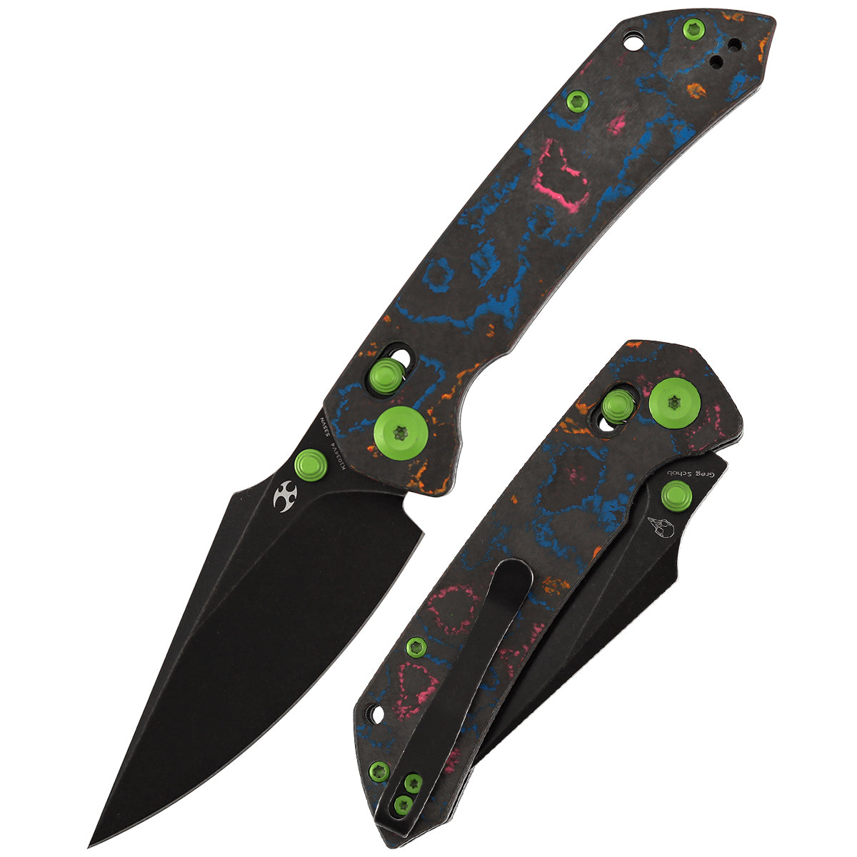 KANSEPT Fenrir Crossbar Lock Knife 80S Camo Carbon Fiber Handle