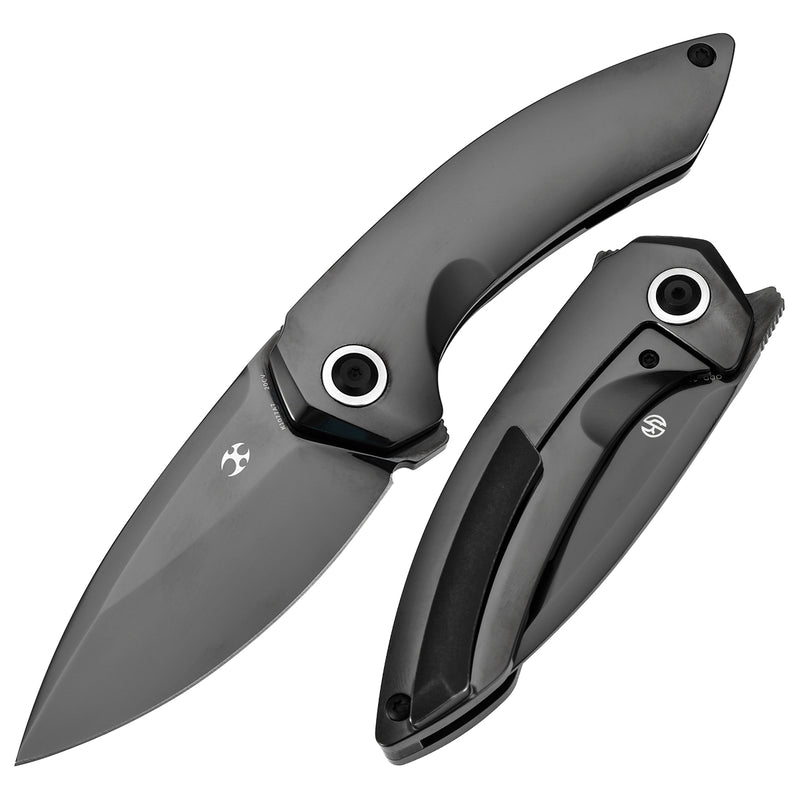 ODD 21 Frame Lock Mirrior DLC Titanium Handale (3.08'' Mirror DLC CPM20CV Blade with Tuff Knives Design K1077A7