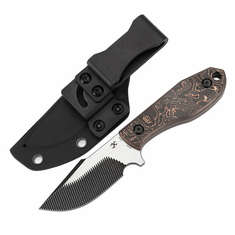 KANSEPT Fixed Blade Tiny Dancer Copper Carbon Fiber Handle (3.17" CPM S35VN with CNC Milling Blade) with JB Stout Design Design-K014A3