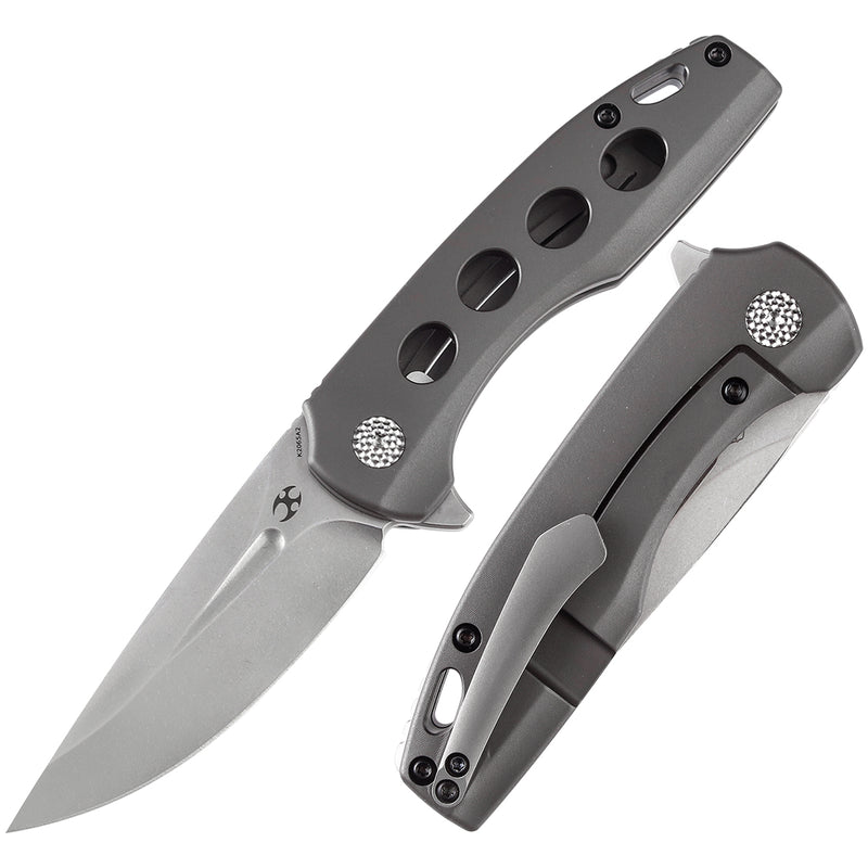 KANSEPT Cassowary Flipper Knife Grey Anodized Titanium Handle (2.9'' CPM-S35VN Blade) Koch Tools -K2065A2