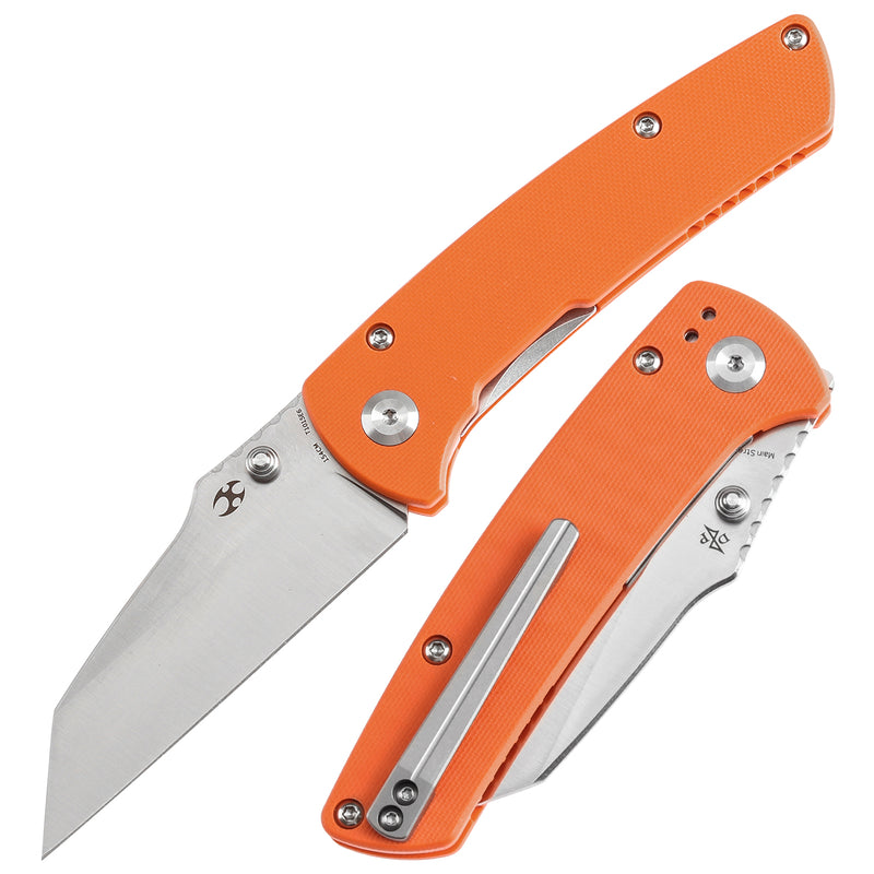 KANSEPT Main Street Thumb Stubs Orange G10 Handle (3.36'' 154CM Blade) Dirk Pinkerton Design-T1015E6