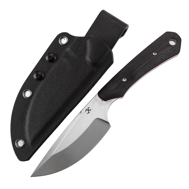 KANSEPT Flank Fixed Blade Black & Red G10 Handle (3.69'' Stonewashed D2 Blade) TuffKnives Designed- G006A2
