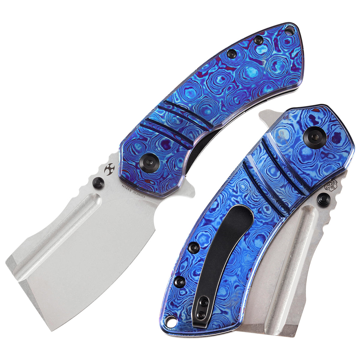 KANSEPT M+ Korvid Thumb Studs/Flipper Knife Timascus Handle (3.07'‘ CP ...
