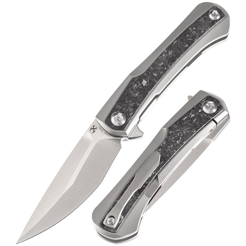KANSEPT Kratos K1024A1 Ostap Hel Design Titanium Handle with Carbon Fiber Inlay CPM-S35VN Blade