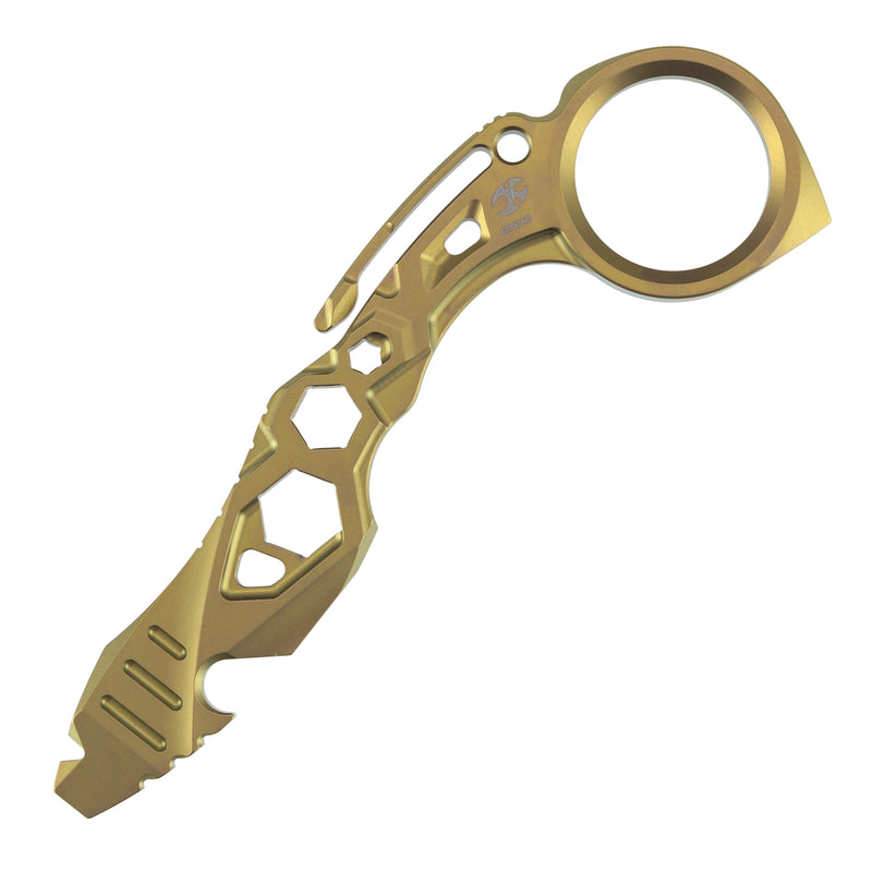 Kansept EDC Tool PryMate G008A8 Gold Anodized Titanium Multifucntional Tool Designed by Sebastian Irawan