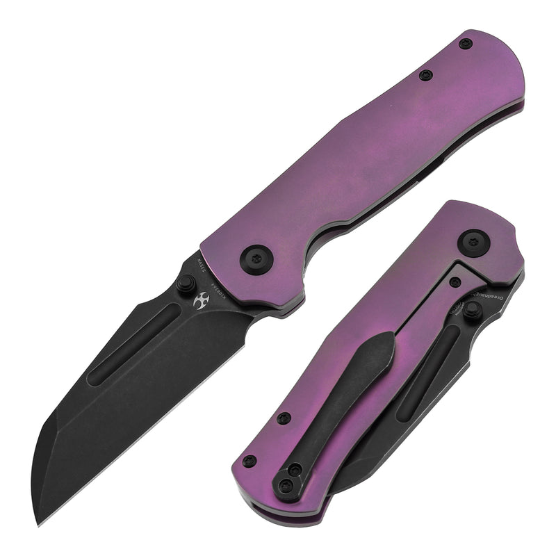 KANSEPT Dreadnaught Thumb Stubs Purple Anodized Titanium Handle (3.49''CPM S35VN Blade ) Daniel Sparhawk Design -K1082A4