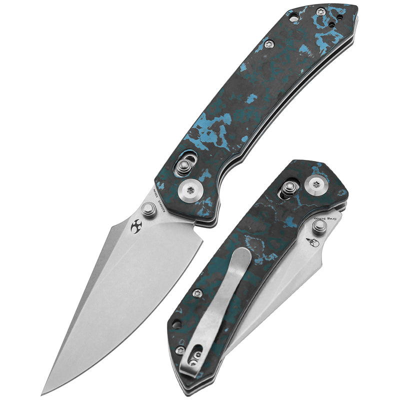 KANSEPT Fenrir Crossbar Lock Knife Arctic Storm Carbon Fiber Handle (3.48'' CPM S35VN Blade) Greg Schob Design - K1034V2