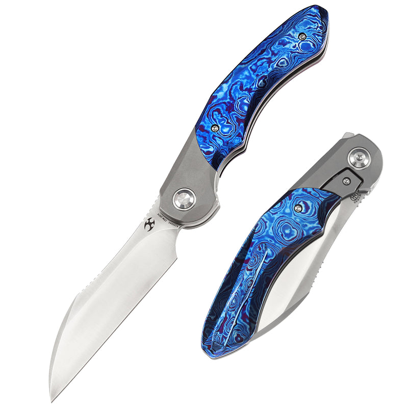 KANSEPT Cosmos Flipper Knives Titanium + Timascus( 3.58''CPM 20CV Blade)Munko Knives Design-K1059A3