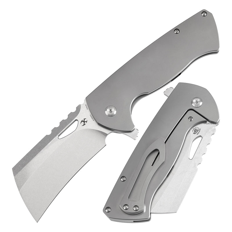 KANSEPT Leviathan Flipper Bead Blasted Titanium Handle (3.9''CPM S35VN Blade ) Warhawk Knives Design -K1083A1
