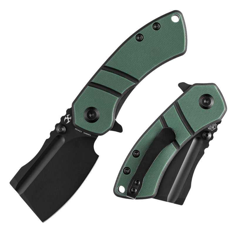 KANSEPT Korvid M Thumb Studs/Flipper Knife Green and Black G10 Handle (2.45'‘154CM Blade ) Koch Tools Design-T2030A1