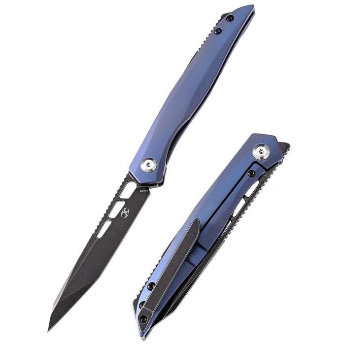 lucky Star K1013T2  CPM-S35VN  Blade Blue Anodized Titanium Handle with MaxTkachuk Design