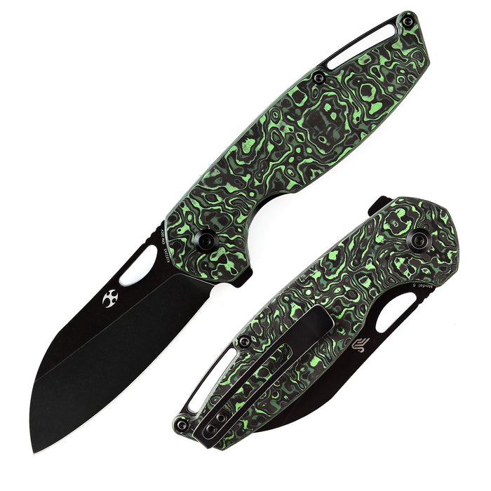 (3. 6 Green Kanseptknives Hole Carbon Handle Knife Flipper/Thumb Fiber KANSEPT — Model
