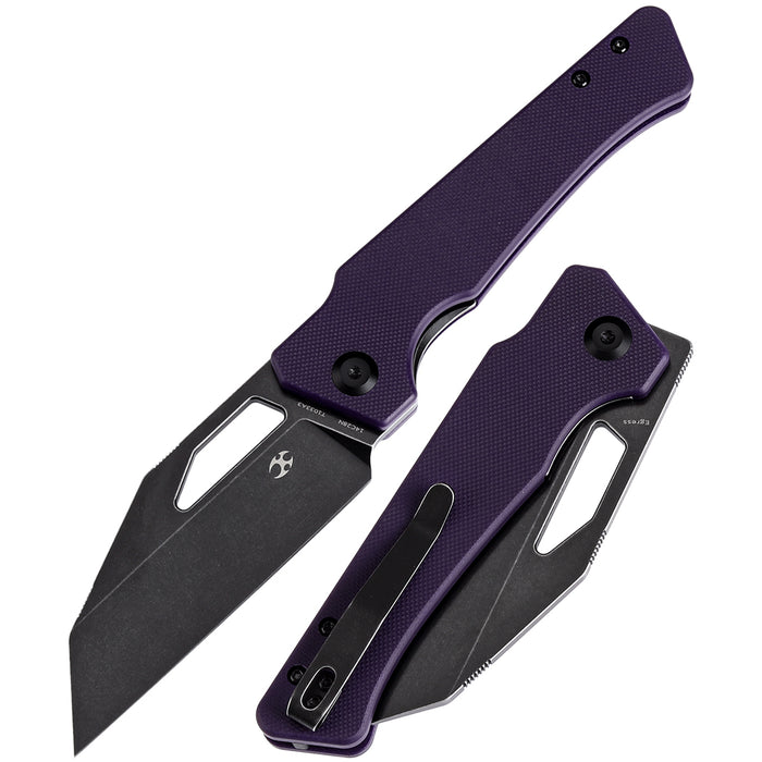 KANSEPT Egress T1033A3 Black Stonewashed 14C28N Purple G10 Handle with Nitch Designs Design