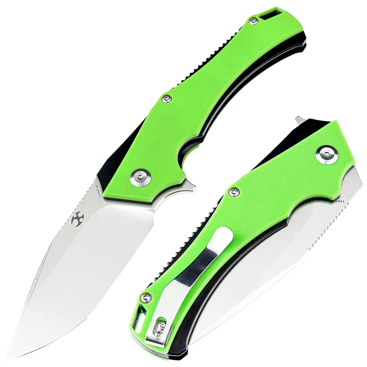 KANSEPT Hellx T1008A5 Stonewashed D2 Blade Green G10+ Black