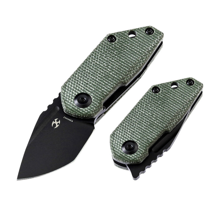 KANSEPT RIO Flipper Knife Green Micarta Handle (1.56'' M390 Blade)4T5 Design-K3044A2