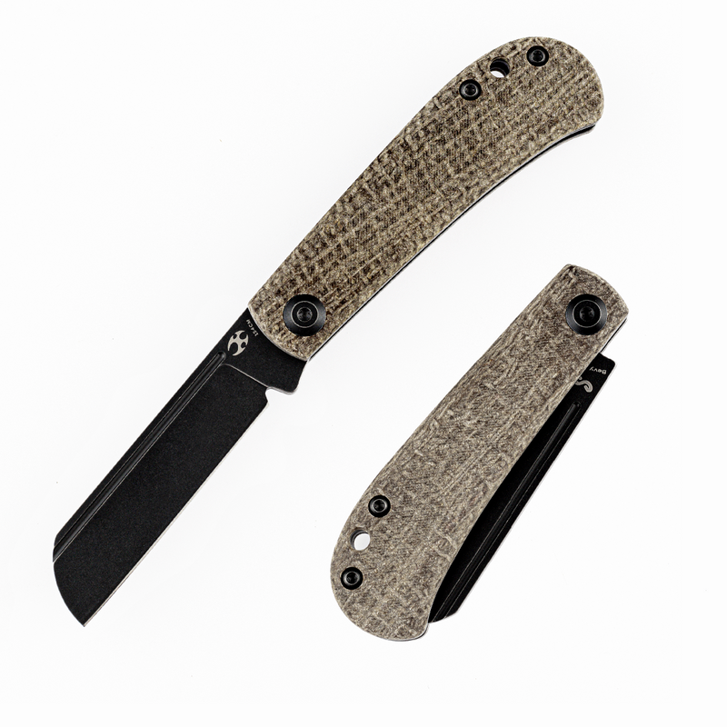 KANSEPT Bevy Slip Joint Knife Brown Micarta Handle (2.9'' 154CM Blade)Nick Swan Design-T2026F3