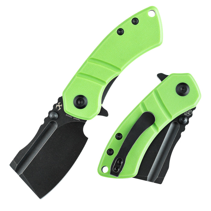 KANSEPT Korvid M Thumb Studs/Flipper Knife Grass Green G10 Handle (2.45'‘ Black 154CM Blade ) Koch Tools Design-T2030A8