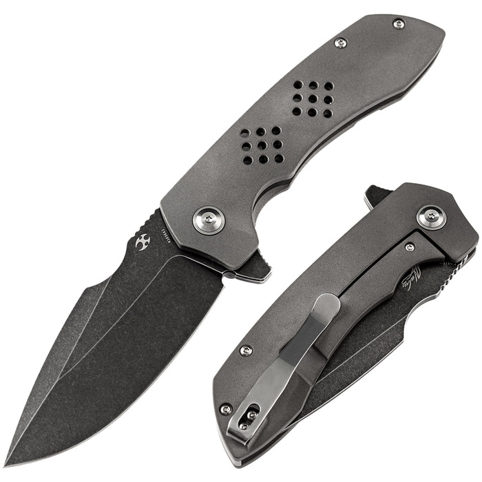Entity K1036A2 Black TiCn Coated and Stonewashed  CPM-S35VN Blade Silicon Carbided Titanium Handle with Nalu Knives design