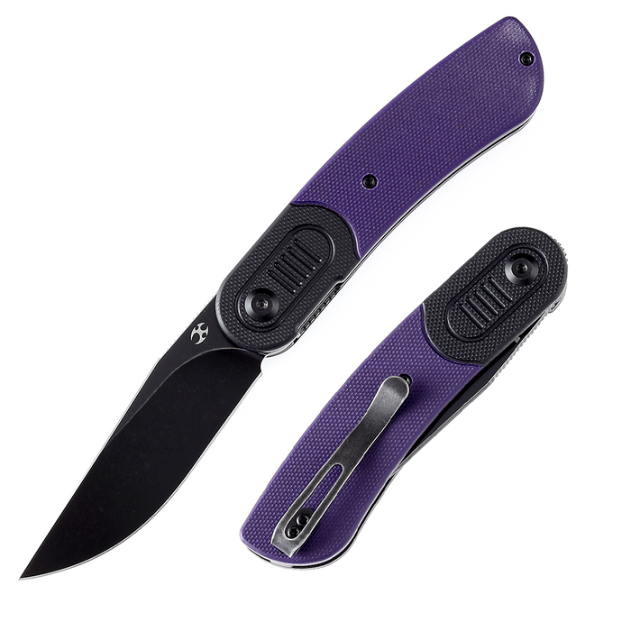 Reverie T2025B5 Black Stonewashed 154CM Blade Black and Purple G10 Handle Design by Justin Lundquist