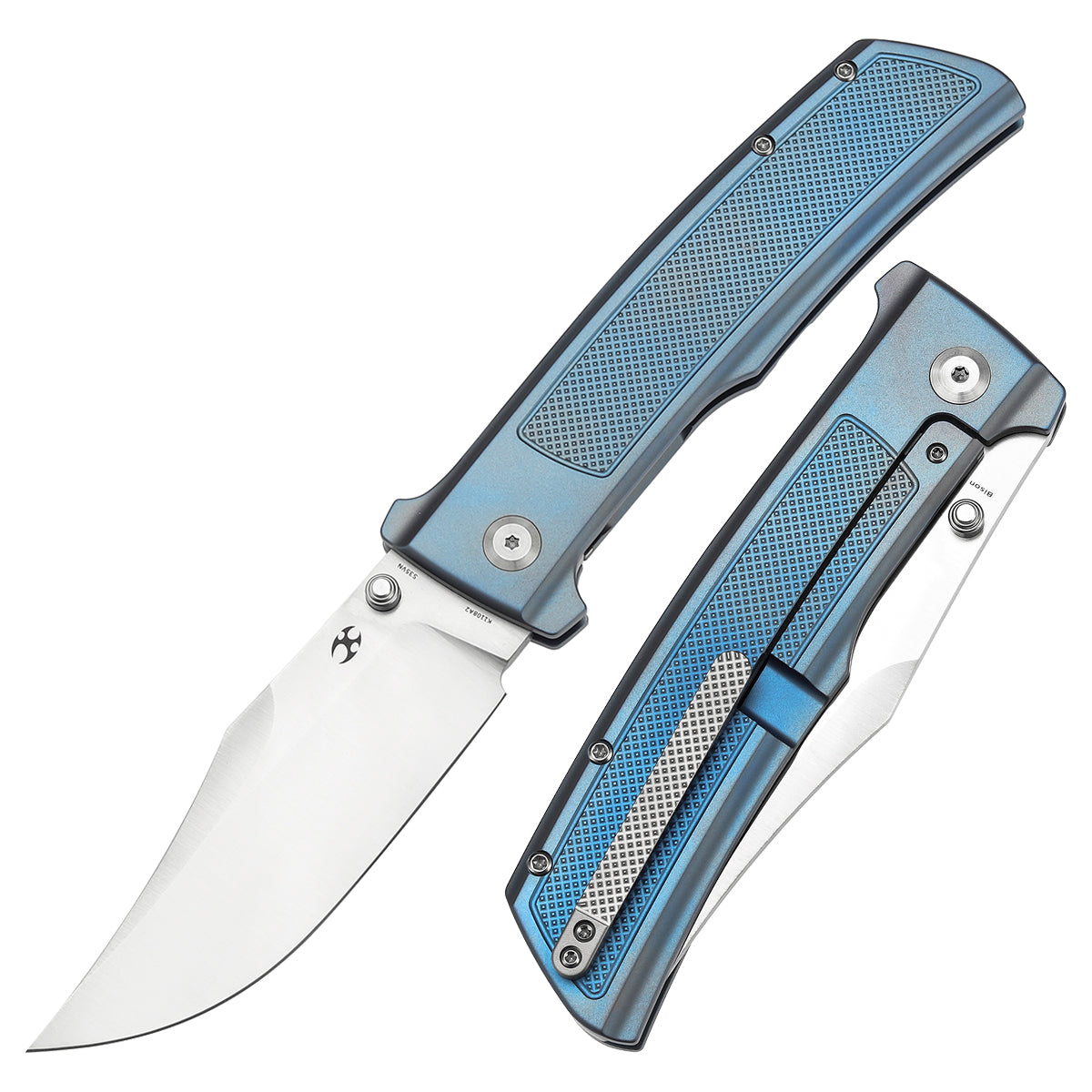 KANSEPT Bison Thumb Stub Blue Anodized Titanium with Frag