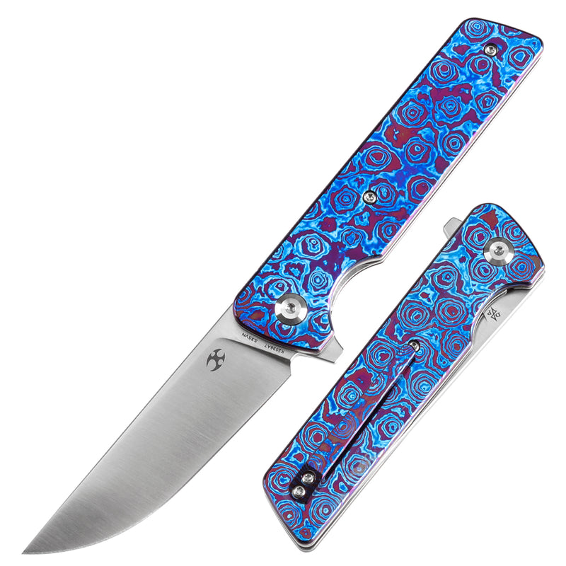 KANSEPT Anomaly Flipper Knife Timascus Handle with Timascus Clip(3.14''CPM-S35VN Blade) Dirk Pinkerton-K2038A7