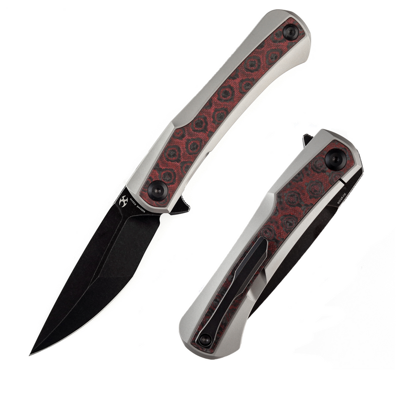 KANSEPT Kratos Flipper Knife Titanium +  Black Carbon Fiber Inlay Handle (3.79‘'CPM-S35VN Blade)Ostap Hel Design-K1024A9