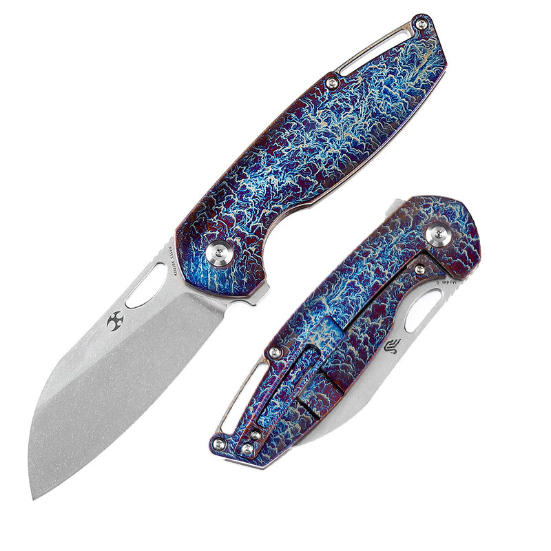 Model 6 K1022B8 Stonewashed CPM-S35VN Lightning Strike Titanium Handle Designed  by Nick Swan