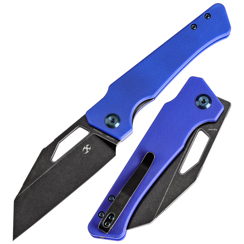 KANSEPT Egress T1033A2 Black Stonewashed 14C28N Blue G10 Handle with Nitch Designs Design
