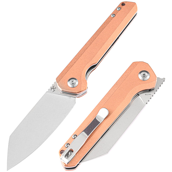 Bulldozer K1028B1 CPM-S35VN  Blade Red Copper Handle with Kim Ning Design