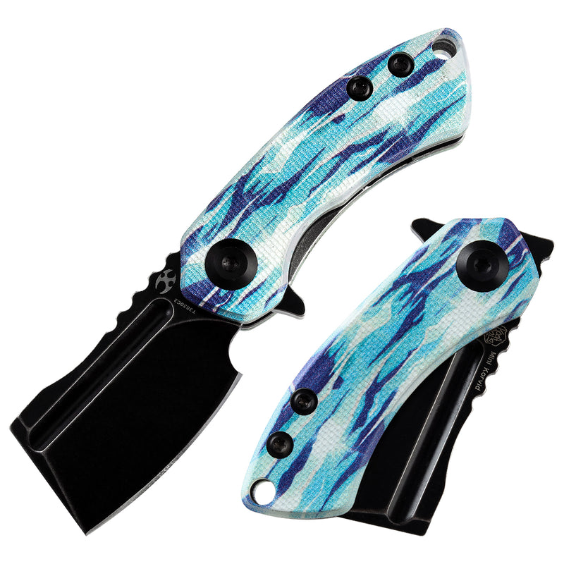 KANSEPT Mini Korvid  Flipper Knife Jade G10 with Icicle Camo Handle (1.45'' 154CM Blade) Koch Tools Design-T3030C2