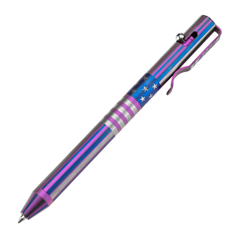Kansept EDC Scavenger Bolt Action Titanium Pen with American Flag Pattern Designed by Kevin Passon-G013H1