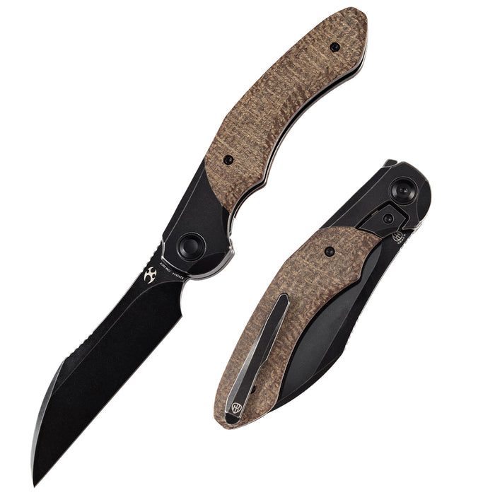 KANSEPT Cosmos Flipper Knives Titanium + Brown Micarta ( 3.58''CPM 20CV Blade)Munko Knives Design-K1059A4