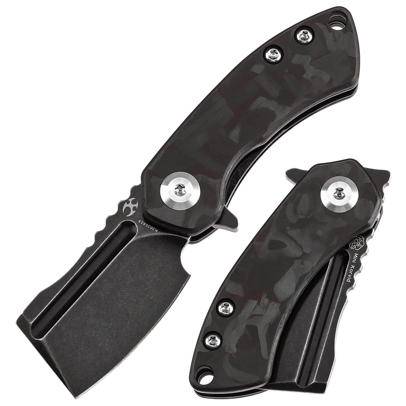 KANSEPT Mini Korvid Flipper Knife Black and Red Carbon Fiber(1.45'' CPM S35VN Blade) Koch Tools Design-K3030A13